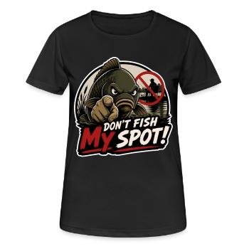 Karpfenfischen My Spot T-Shirt - Frauen T-Shirt atmungsaktiv - Schwarz - Vorne - AI Model Female 172 light (172cm)