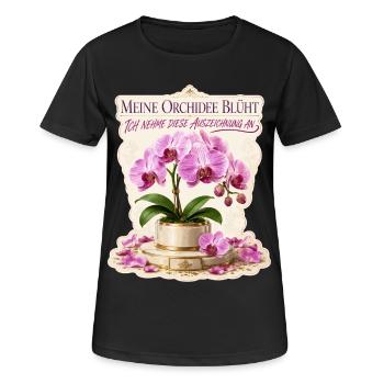 Meine Orchidee blüht, ich nehme diese Auszeichnung - Frauen T-Shirt atmungsaktiv - Schwarz - Vorne - AI Model Female 172 light (172cm)