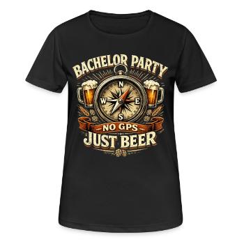 JGA Shirt Herren: No GPS Just Beer Kompass - Frauen T-Shirt atmungsaktiv - Schwarz - Vorne - AI Model Female 172 light (172cm)