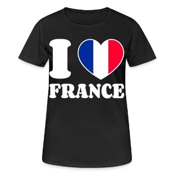 J’aime la France France - Fan de Love Heart France - T-shirt respirant Femme - noir - Devant - AI Model Female 172 light (172cm)