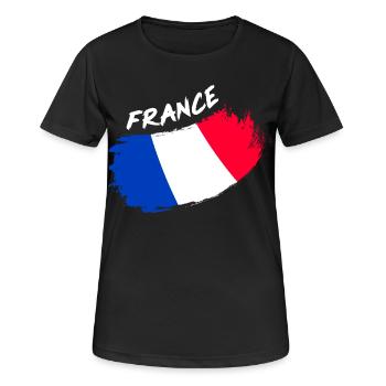 France France French Flag Brush Design - Women's Breathable T-Shirt - black - Front - AI Model Female 172 light (172cm)