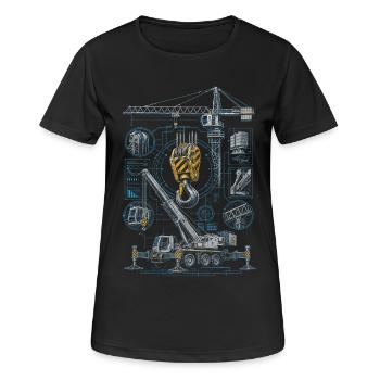 Opérateur de grue Opérateur de grue - T-shirt respirant Femme - noir - Devant - AI Model Female 172 light (172cm)