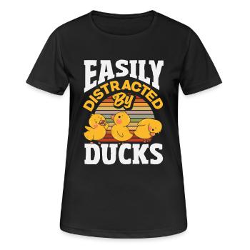 Funny Ducks Motif Ducks Lover Sayings - Women's Breathable T-Shirt - black - Front - AI Model Female 172 light (172cm)