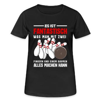 Fantastisch Bowling Finger Daumen - Frauen T-Shirt atmungsaktiv - Schwarz - Vorne - AI Model Female 172 light (172cm)