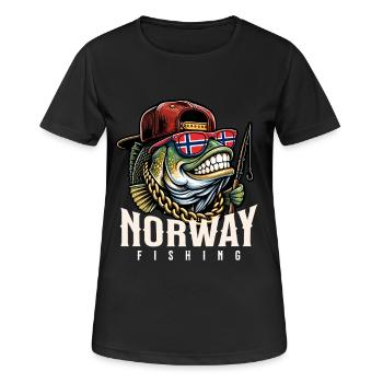Norvège Pêche - T-shirt respirant Femme - noir - Devant - AI Model Female 172 light (172cm)