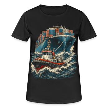 Schleppschiffe Schlepper - Frauen T-Shirt atmungsaktiv - Schwarz - Vorne - AI Model Female 172 light (172cm)
