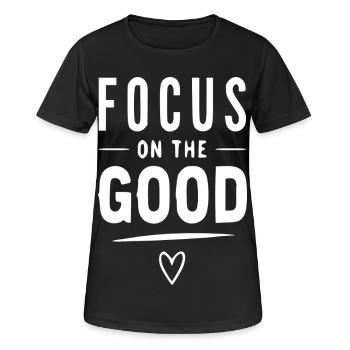 Fokus auf das Gute - Frauen T-Shirt atmungsaktiv - Schwarz - Vorne - AI Model Female 172 light (172cm)
