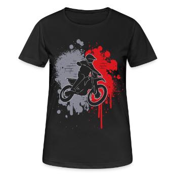 Motocross Dirt Bike Dirt Bike Paint Blobs Boys - Women's Breathable T-Shirt - black - Front - AI Model Female 172 light (172cm)