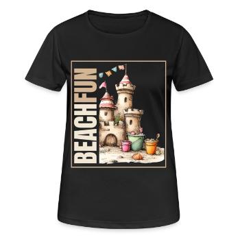 Sandburg Beach Fun Design für Strand & Urlaub - Frauen T-Shirt atmungsaktiv - Schwarz - Vorne - AI Model Female 172 light (172cm)