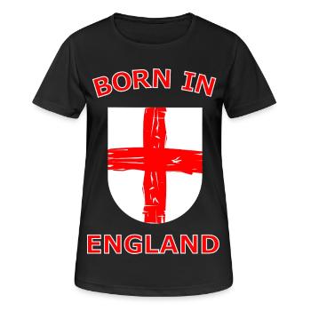 Né en Angleterre, Cross Shield - T-shirt respirant Femme - noir - Devant - AI Model Female 172 light (172cm)