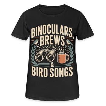 Jumelles, bières et chants d’oiseaux - T-shirt respirant Femme - noir - Devant - AI Model Female 172 light (172cm)