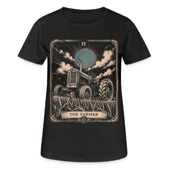 Farmer Tarot-Stil lustiger Traktor Vintage-Kunst - Frauen T-Shirt atmungsaktiv - Schwarz - Vorne - AI Model Female 172 light (172cm)