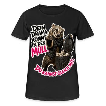 Dein Drama gehört in den Müll - Frauen T-Shirt atmungsaktiv - Schwarz - Vorne - AI Model Female 172 light (172cm)
