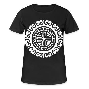 Weiße Stammesblume - Frauen T-Shirt atmungsaktiv - Schwarz - Vorne - AI Model Female 172 light (172cm)