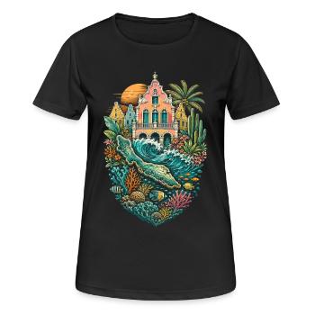 Curacao - Frauen T-Shirt atmungsaktiv - Schwarz - Vorne - AI Model Female 172 light (172cm)