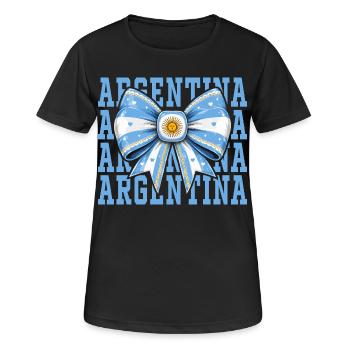 Nœud Drapeau Argentine | Style Coquette Argentin - T-shirt respirant Femme - noir - Devant - AI Model Female 172 light (172cm)