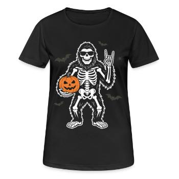 Bigfoot d’Halloween, fête d’Halloween, Citrouille squelette - T-shirt respirant Femme - noir - Devant - AI Model Female 172 light (172cm)