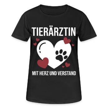 Tierärztin Mit Herz Und Verstand Tiere - Frauen T-Shirt atmungsaktiv - Schwarz - Vorne - AI Model Female 172 light (172cm)