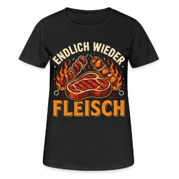 Endlich Wieder Fleisch Grillen Steak BBQ - Frauen T-Shirt atmungsaktiv - Schwarz - Vorne - AI Model Female 172 light (172cm)