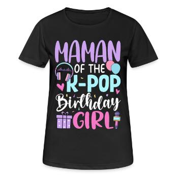 Maman de la fille d’anniversaire K-Pop - T-shirt respirant Femme - noir - Devant - AI Model Female 172 light (172cm)