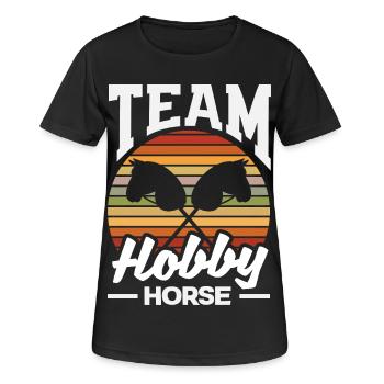 Team Hobby Horse Pferdesport - Frauen T-Shirt atmungsaktiv - Schwarz - Vorne - AI Model Female 172 light (172cm)