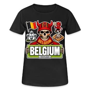 SkullCostume Édition Mondiale : Belgique - T-shirt respirant Femme - noir - Devant - AI Model Female 172 light (172cm)
