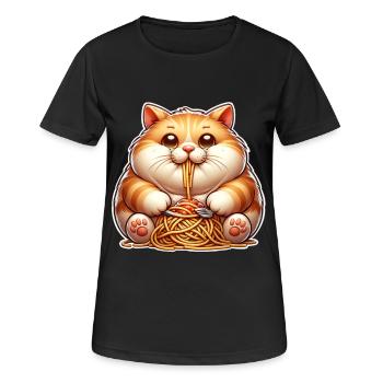 Kater Spaghetti  - Frauen T-Shirt atmungsaktiv - Schwarz - Vorne - AI Model Female 172 light (172cm)