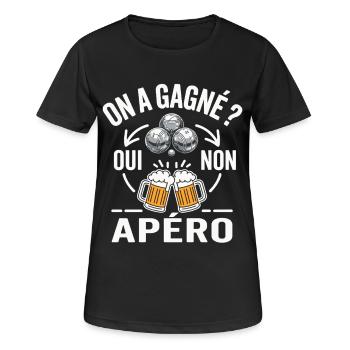 Pétanque Bière Cadeau humour personnalisé - T-shirt respirant Femme - noir - Devant - AI Model Female 172 light (172cm)