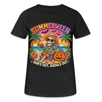 Summerween Halloween Été Squelette Drôle Cadeau - T-shirt respirant Femme - noir - Devant - AI Model Female 172 light (172cm)