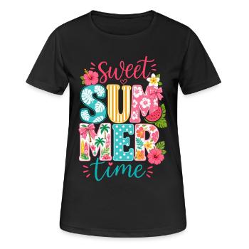 Sommerferien tropisches Sonnenfruchtgeschenk - Frauen T-Shirt atmungsaktiv - Schwarz - Vorne - AI Model Female 172 light (172cm)