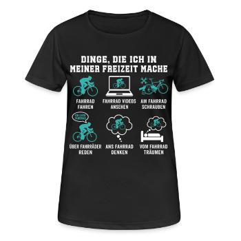 Dinge Die Ich In Meiner Freizeit Mache Fahrrad - Frauen T-Shirt atmungsaktiv - Schwarz - Vorne - AI Model Female 172 light (172cm)