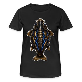 Spiegelkarpfenfischen - Frauen T-Shirt atmungsaktiv - Schwarz - Vorne - AI Model Female 172 light (172cm)
