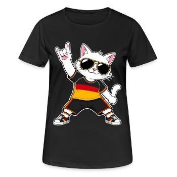 Deutschland Katze Sonnenbrille Flaggen Art - Frauen T-Shirt atmungsaktiv - Schwarz - Vorne - AI Model Female 172 light (172cm)