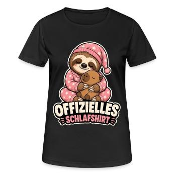 Offizielles Schlafmodus Faultier Capybara Art - Frauen T-Shirt atmungsaktiv - Schwarz - Vorne - AI Model Female 172 light (172cm)