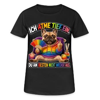 Ich atme tief ein... - Frauen T-Shirt atmungsaktiv - Schwarz - Vorne - AI Model Female 172 light (172cm)
