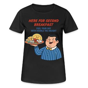 Breakfast Funny Brunch Coffee Second Breakfast - Women's Breathable T-Shirt - black - Front - AI Model Female 172 light (172cm)