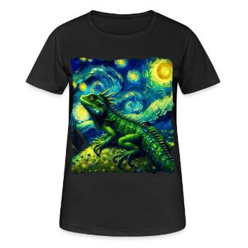 Chinesische Wasseragame Starry Night - Frauen T-Shirt atmungsaktiv - Schwarz - Vorne - AI Model Female 172 light (172cm)