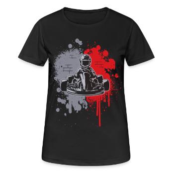 Kart Farbklecks Go Karts Motorsport Go Kart - Frauen T-Shirt atmungsaktiv - Schwarz - Vorne - AI Model Female 172 light (172cm)