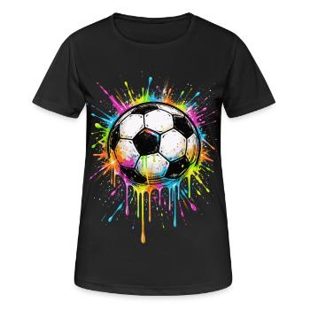 Splash Soccer Ball Farbe | Stil-Graffiti - Frauen T-Shirt atmungsaktiv - Schwarz - Vorne - AI Model Female 172 light (172cm)