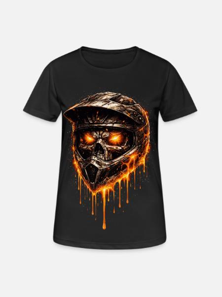 Casco de Motocross Fire Skeleton | Design Badass - Camiseta mujer transpirable - negro