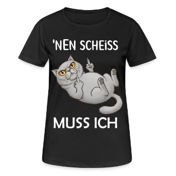 Ein Scheiss muss ich eine lustige böse Katze - Frauen T-Shirt atmungsaktiv - Schwarz - Vorne - AI Model Female 172 light (172cm)