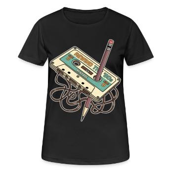 Rewind 80er Retro Musik Kassette mit Bleistift - Frauen T-Shirt atmungsaktiv - Schwarz - Vorne - AI Model Female 172 light (172cm)