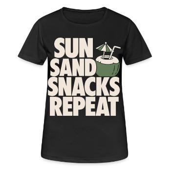 Sun Sand Snacks Repeat Tropical Design - Frauen T-Shirt atmungsaktiv - Schwarz - Vorne - AI Model Female 172 light (172cm)