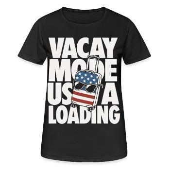 Vacay Mode USA Loading Travel Design - Frauen T-Shirt atmungsaktiv - Schwarz - Vorne - AI Model Female 172 light (172cm)