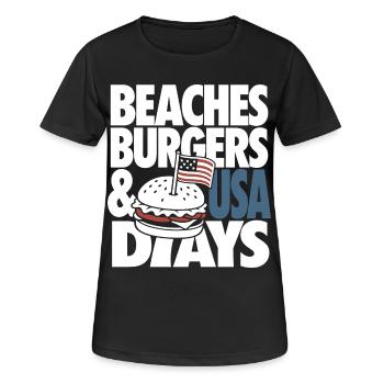 Beaches Burgers USA Days Design - Frauen T-Shirt atmungsaktiv - Schwarz - Vorne - AI Model Female 172 light (172cm)