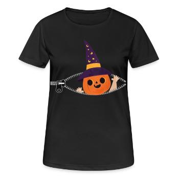 Kürbishexe Sternennacht - Frauen T-Shirt atmungsaktiv - Schwarz - Vorne - AI Model Female 172 light (172cm)