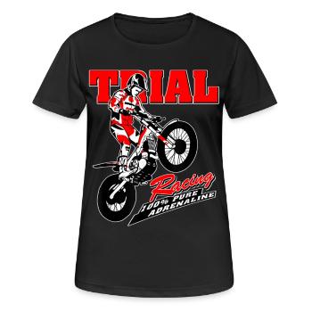 Trial-Rennen Motorradadrenalin - Frauen T-Shirt atmungsaktiv - Schwarz - Vorne - AI Model Female 172 light (172cm)