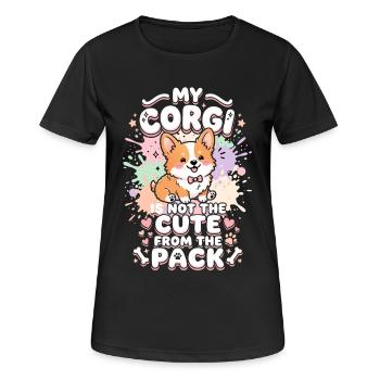 Chiots propriétaires de chiens Corgi - T-shirt respirant Femme - noir - Devant - AI Model Female 172 light (172cm)