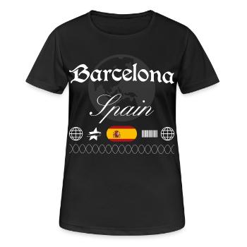 Barcelona Spanien Streetwear Reise Souvenir - Frauen T-Shirt atmungsaktiv - Schwarz - Vorne - AI Model Female 172 light (172cm)