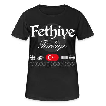 Fethiye Türkei Streetwear Reise Souvenir - Frauen T-Shirt atmungsaktiv - Schwarz - Vorne - AI Model Female 172 light (172cm)